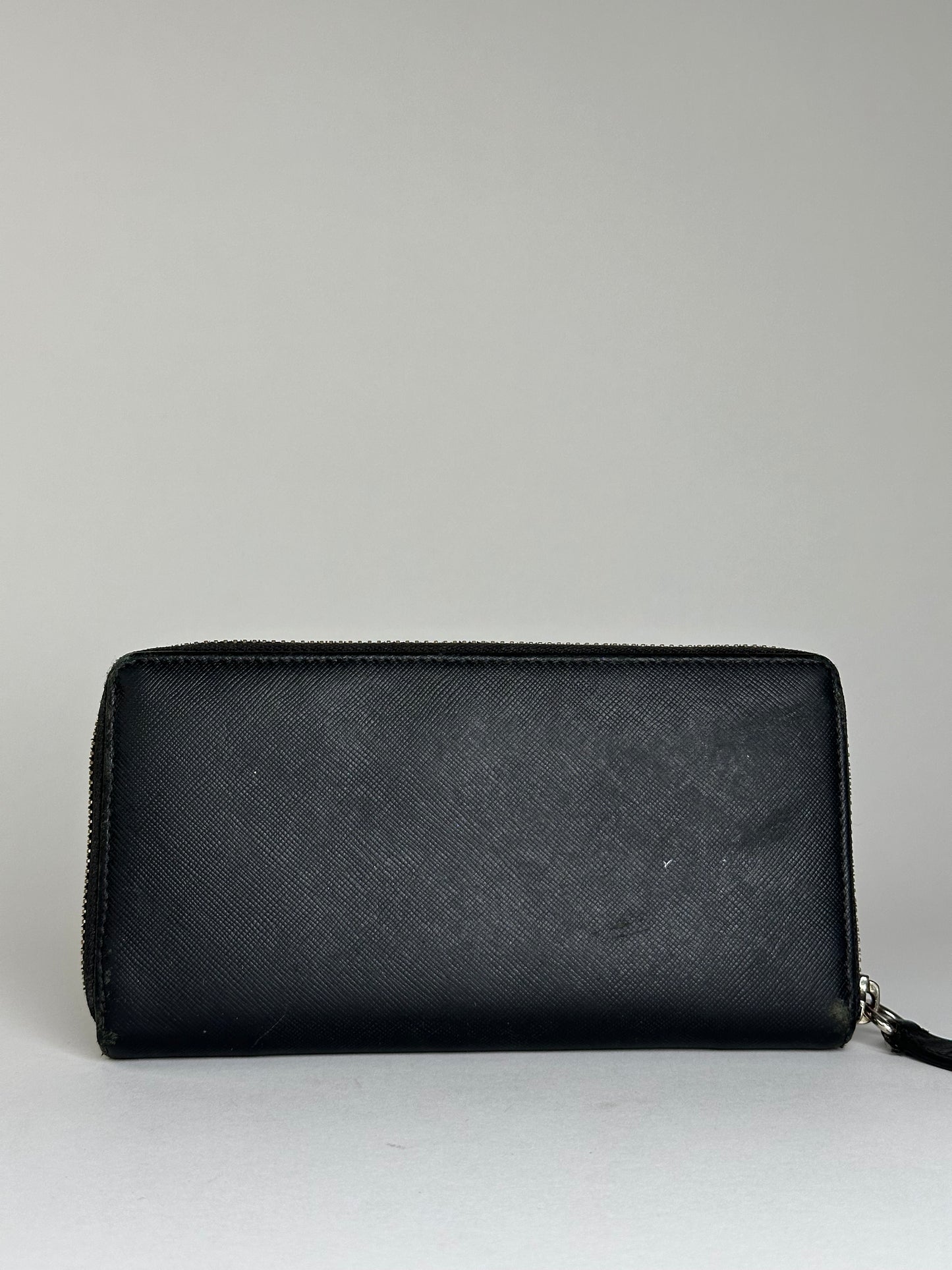 Vintage Vivienne Westwood Saffiano Leather Wallet Black Silver