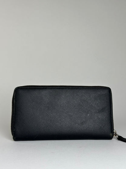 Vintage Vivienne Westwood Saffiano Leather Wallet Black Silver
