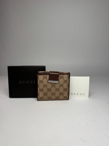Vintage Gucci Monogram Leather Wallet beige Brown