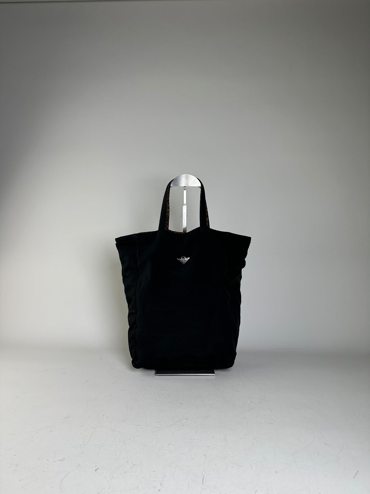 Vintage Bottega Veneta Reversible Nylon Tote Black Leopard Print