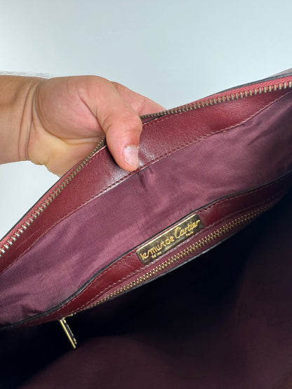 Vintage Cartier Mini Boston Leather bag burgundy