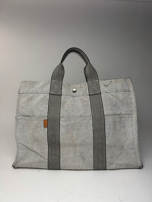 Sac cabas Hermès vintage en coton blanc