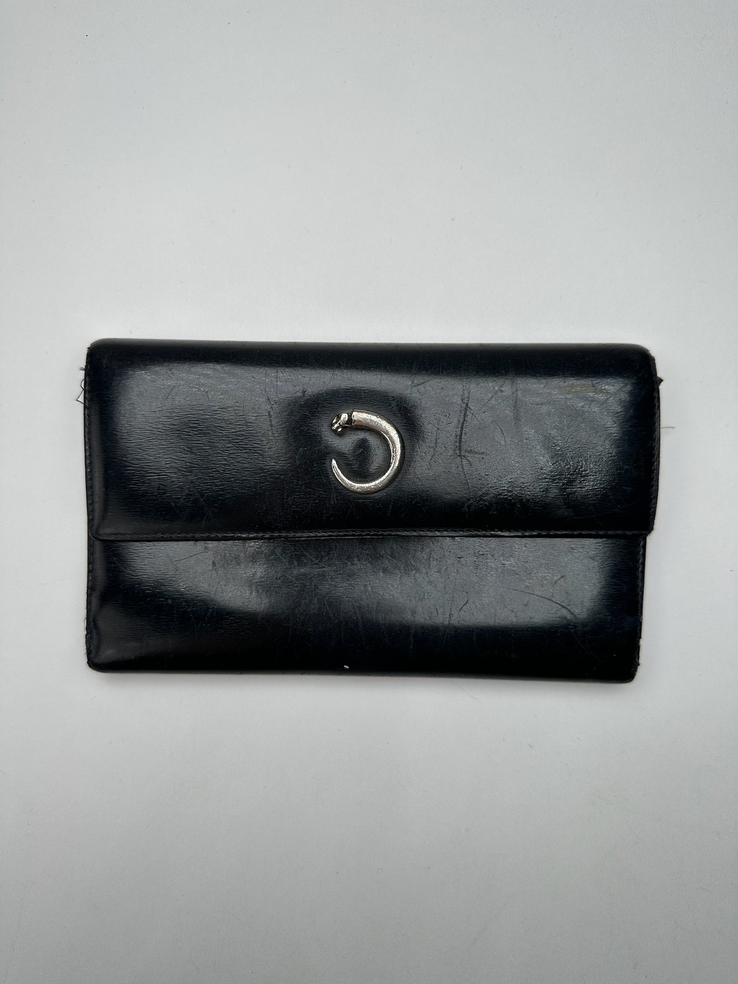 Vintage Cartier Panthere Leather Wallet Black