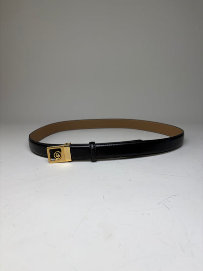 Vintage Dior Leather Belt Black Beige Gold Buckle