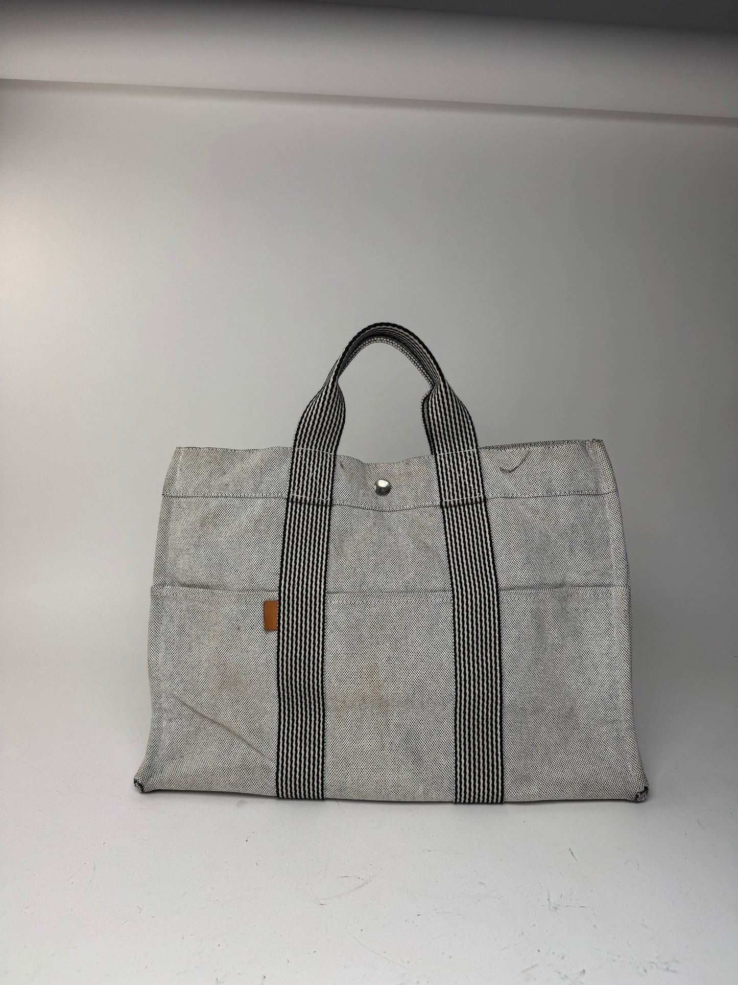Sac cabas Hermès vintage en coton blanc