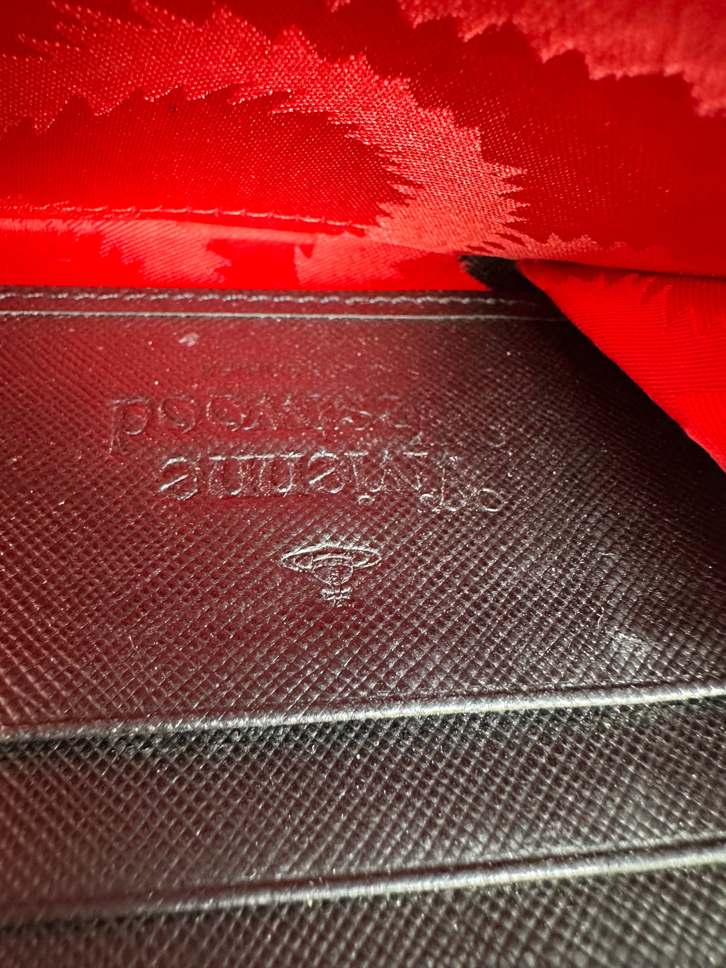 Vintage Vivienne Westwood Saffiano Leather Wallet Black Silver