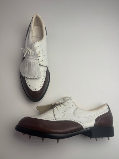 Vintage Balenciaga Leather Golf Shoes / Budapester black white 24cm
