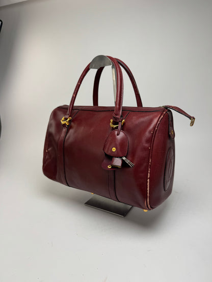 Vintage Cartier Mini Boston Leather bag burgundy