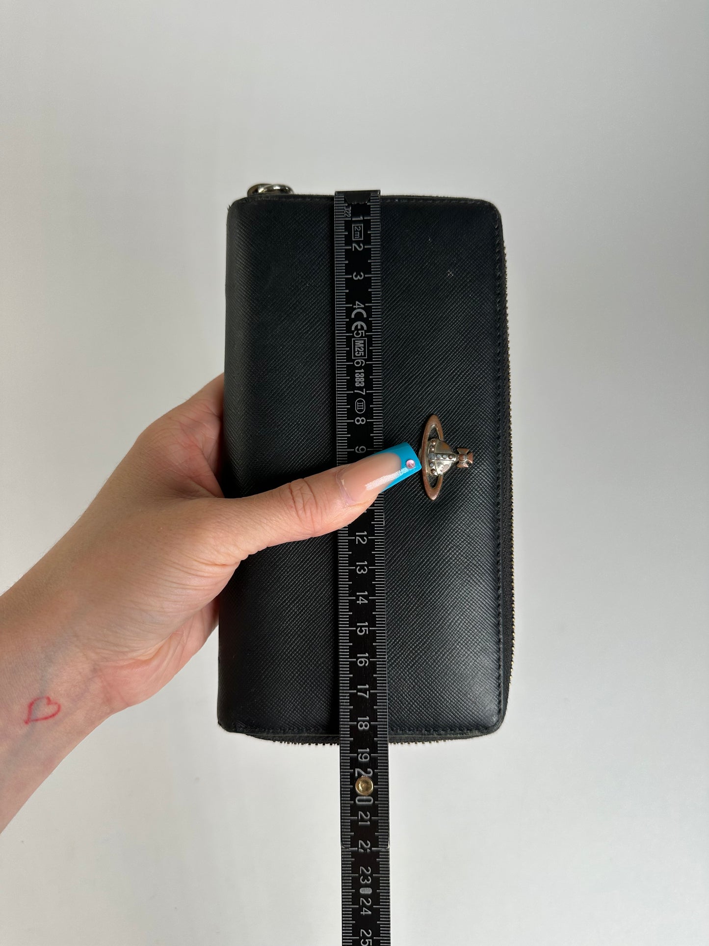 Vintage Vivienne Westwood Saffiano Leather Wallet Black Silver