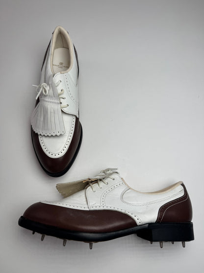 Vintage Balenciaga Leather Golf Shoes / Budapester black white 24cm