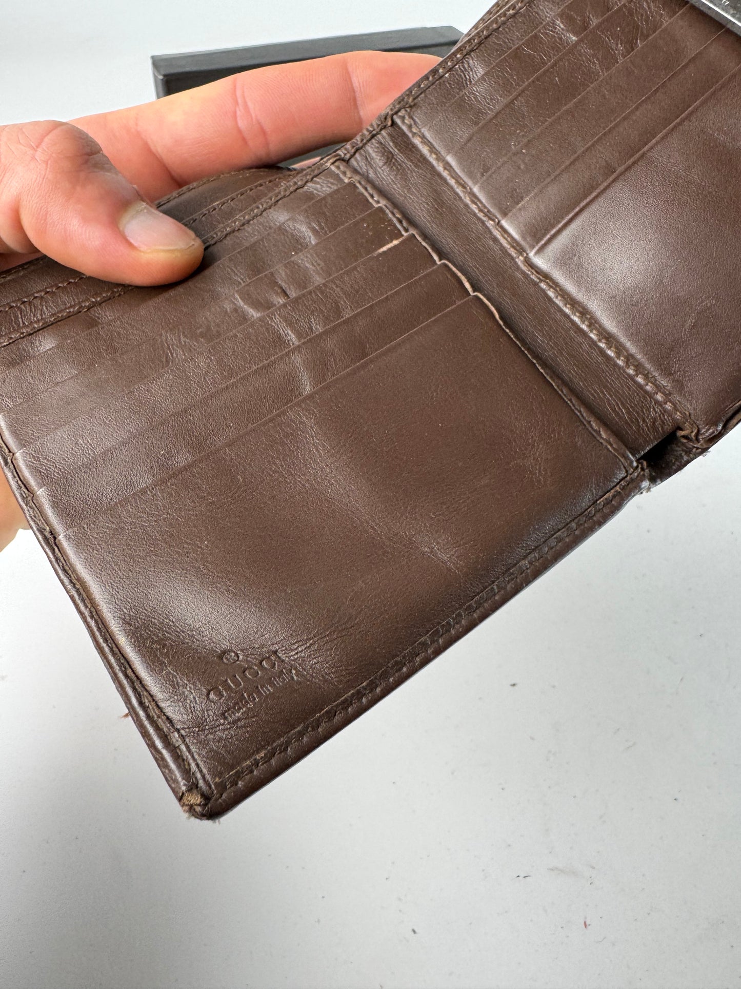 Vintage Gucci Monogram Leather Wallet beige Brown