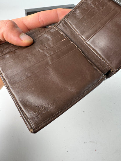 Vintage Gucci Monogram Leather Wallet beige Brown