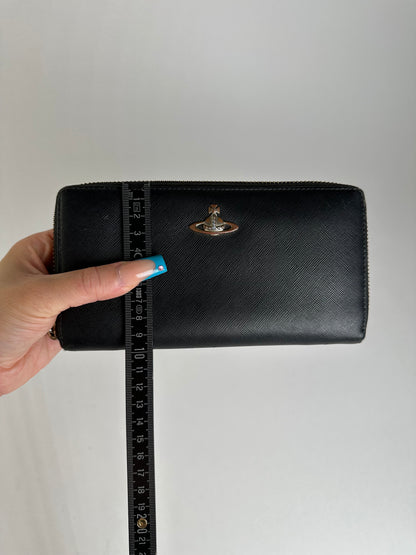Vintage Vivienne Westwood Saffiano Leather Wallet Black Silver