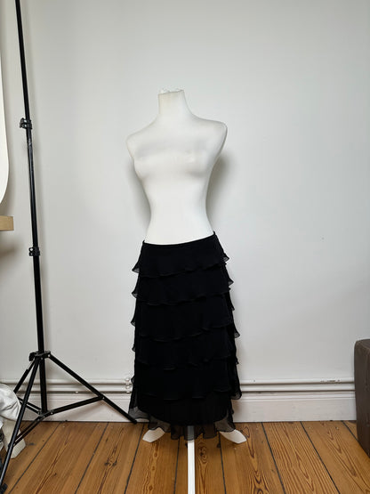Vintage Armani Chiffon Skirt Black M