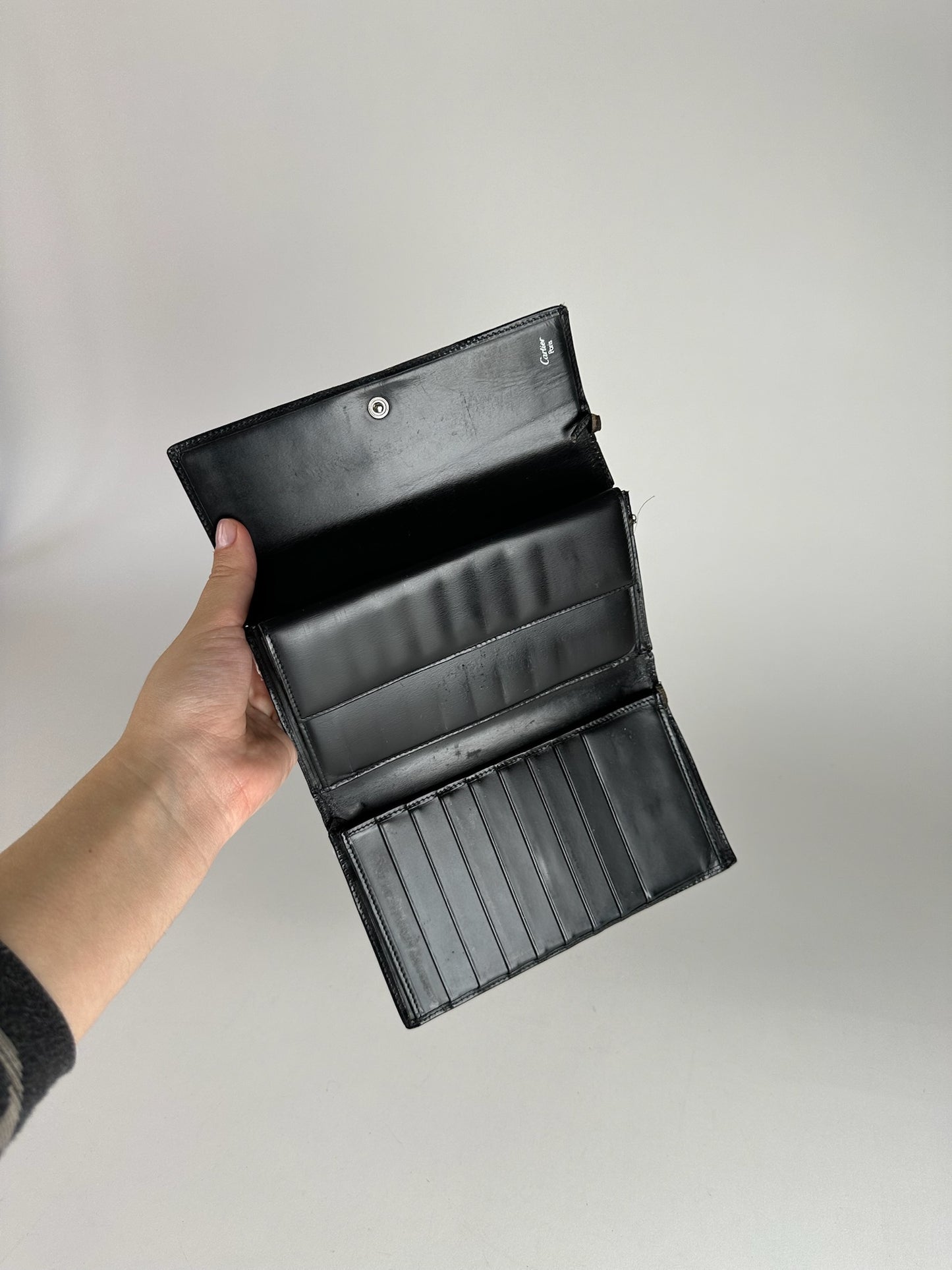 Vintage Cartier Panthere Leather Wallet Black