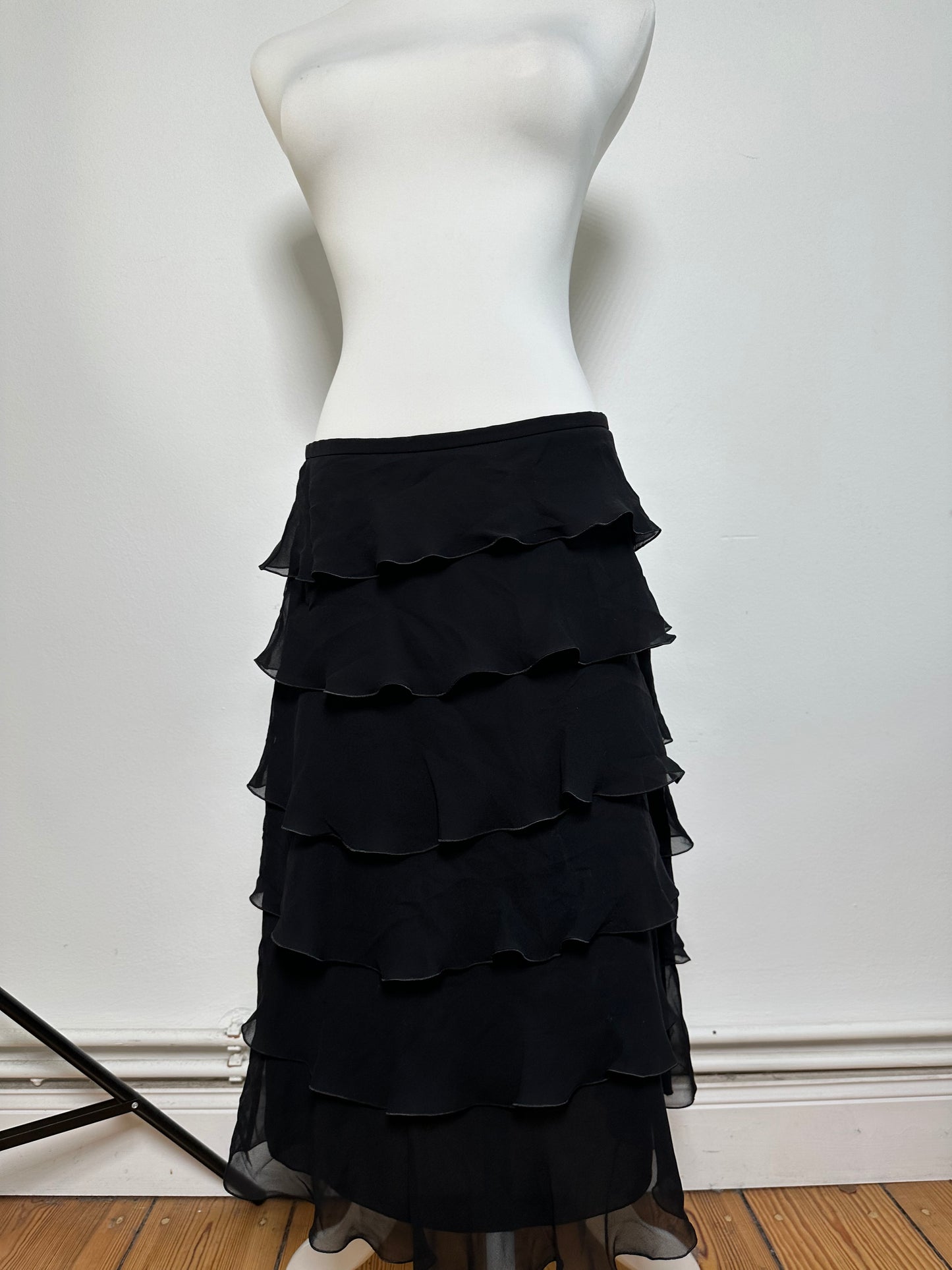 Vintage Armani Chiffon Skirt Black M