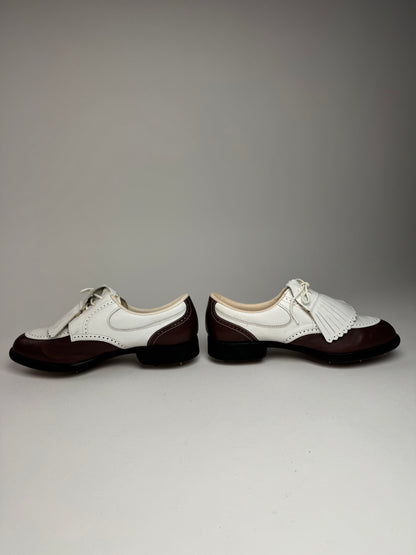 Vintage Balenciaga Leather Golf Shoes / Budapester black white 24cm