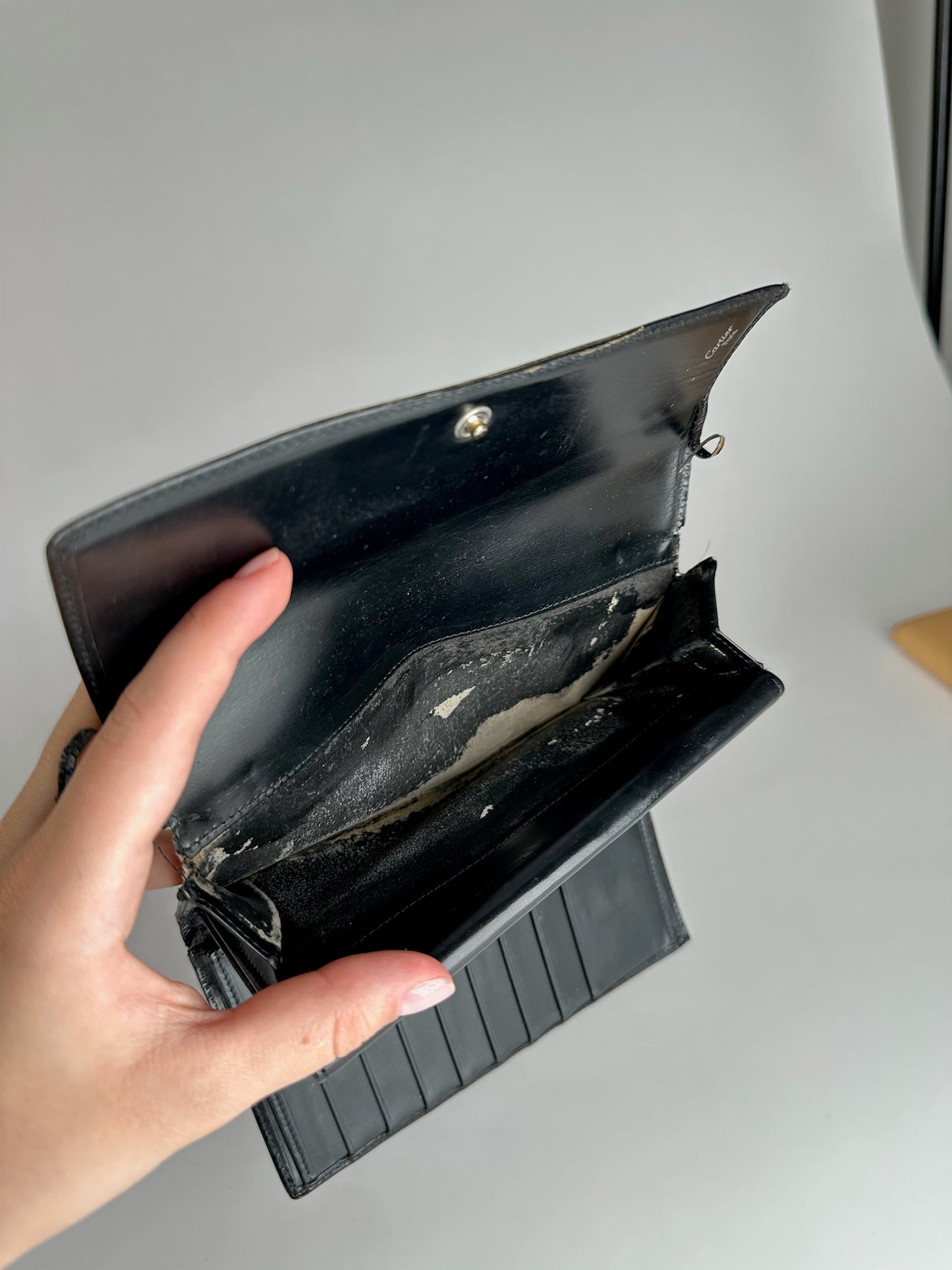 Vintage Cartier Panthere Leather Wallet Black