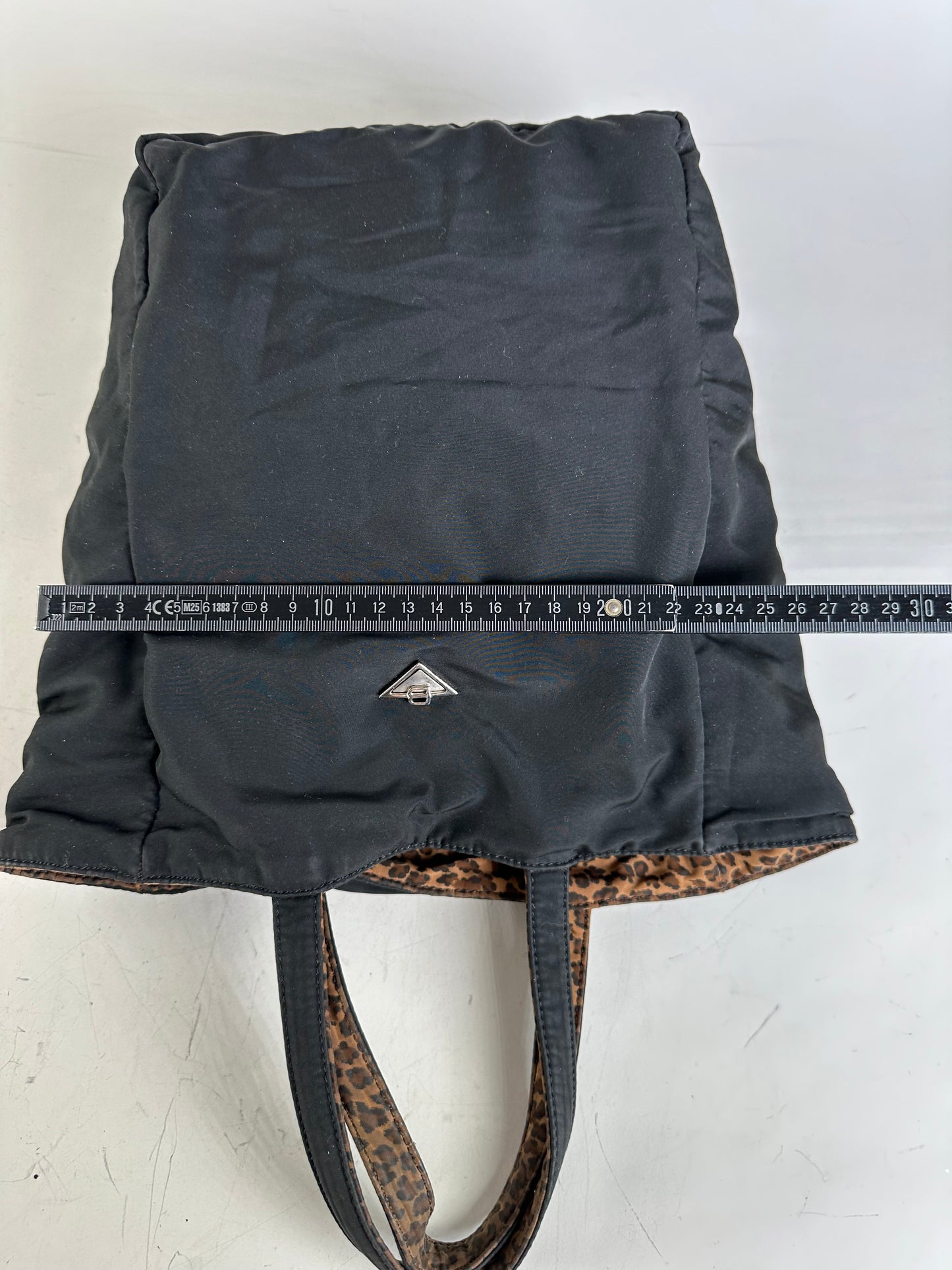 Vintage Bottega Veneta Reversible Nylon Tote Black Leopard Print