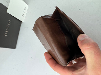 Vintage Gucci Monogram Leather Wallet beige Brown