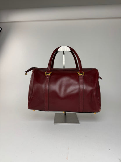 Vintage Cartier Mini Boston Leather bag burgundy