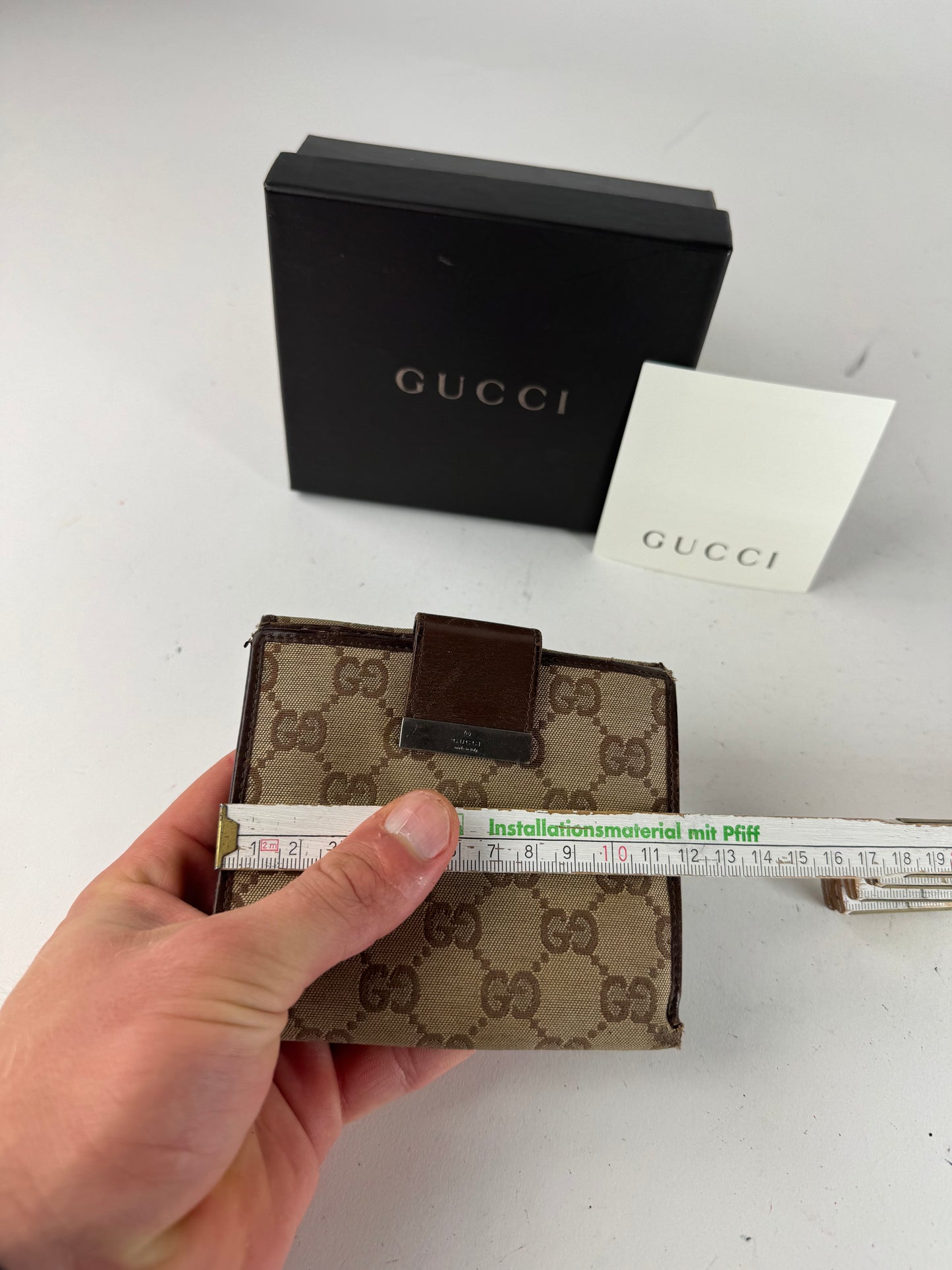 Vintage Gucci Monogram Leather Wallet beige Brown