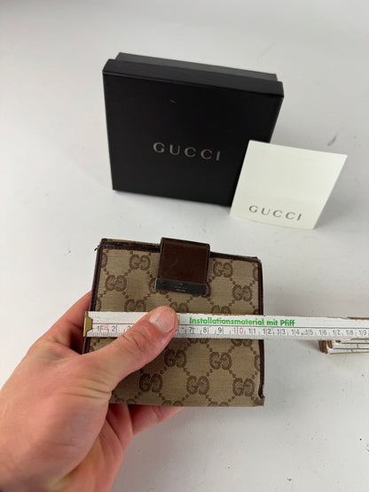 Vintage Gucci Monogram Leather Wallet beige Brown