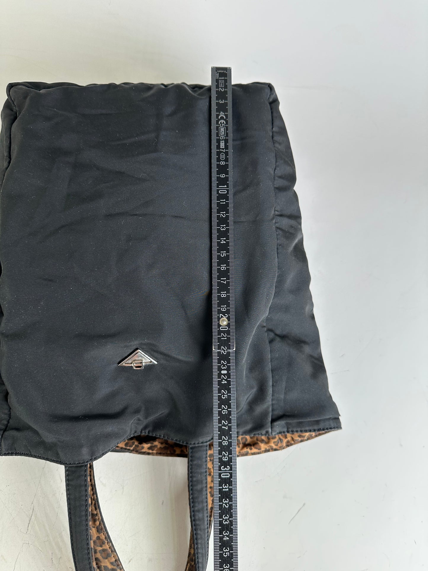 Vintage Bottega Veneta Reversible Nylon Tote Black Leopard Print