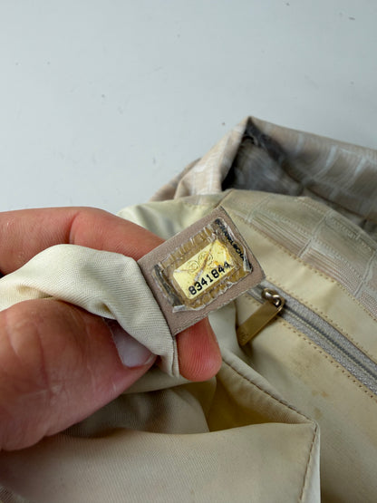 Vintage Chanel Fabric Tote Bag Beige Cream Gold