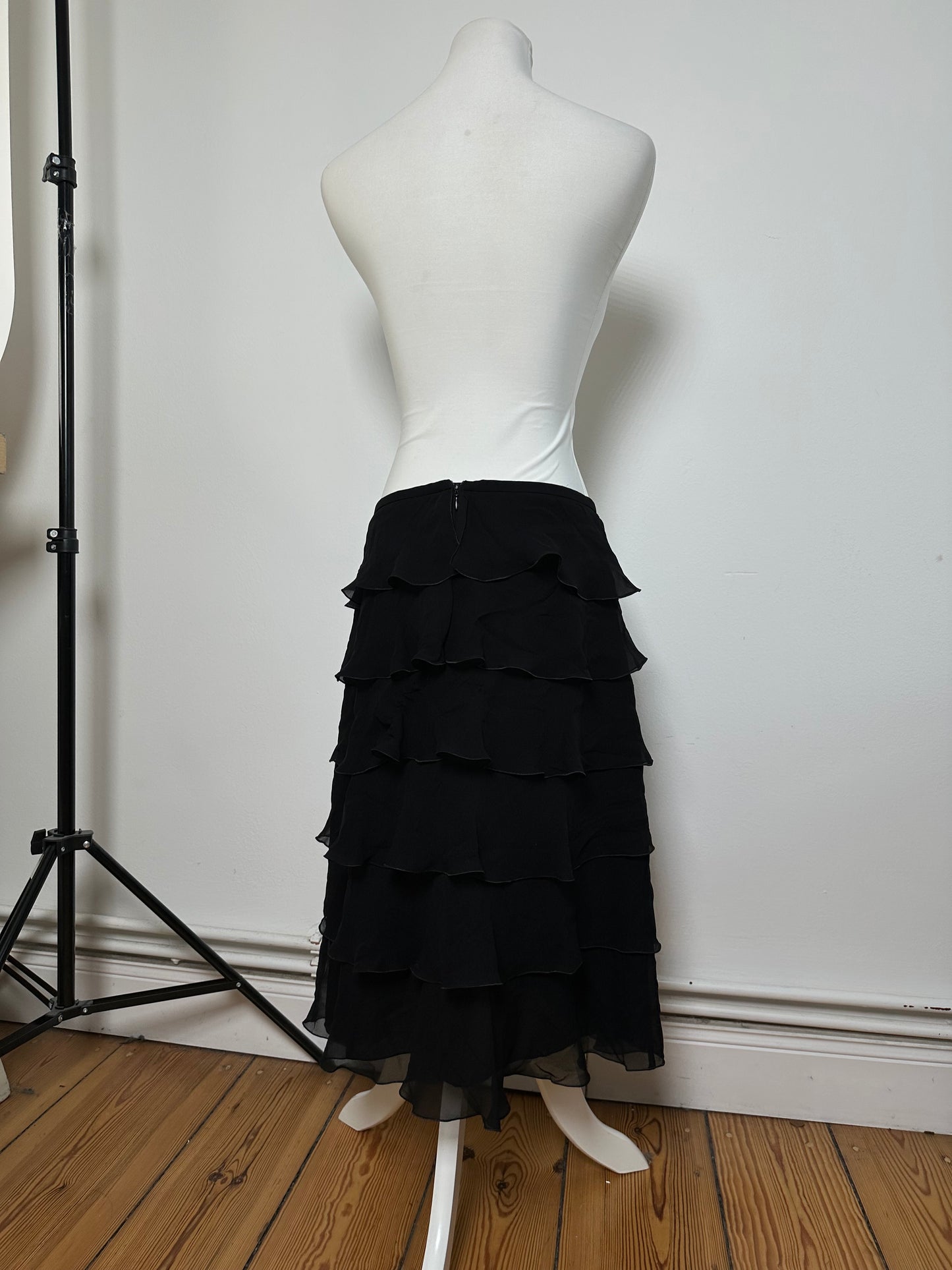 Vintage Armani Chiffon Skirt Black M