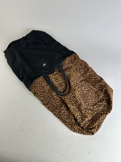 Vintage Bottega Veneta Reversible Nylon Tote Black Leopard Print