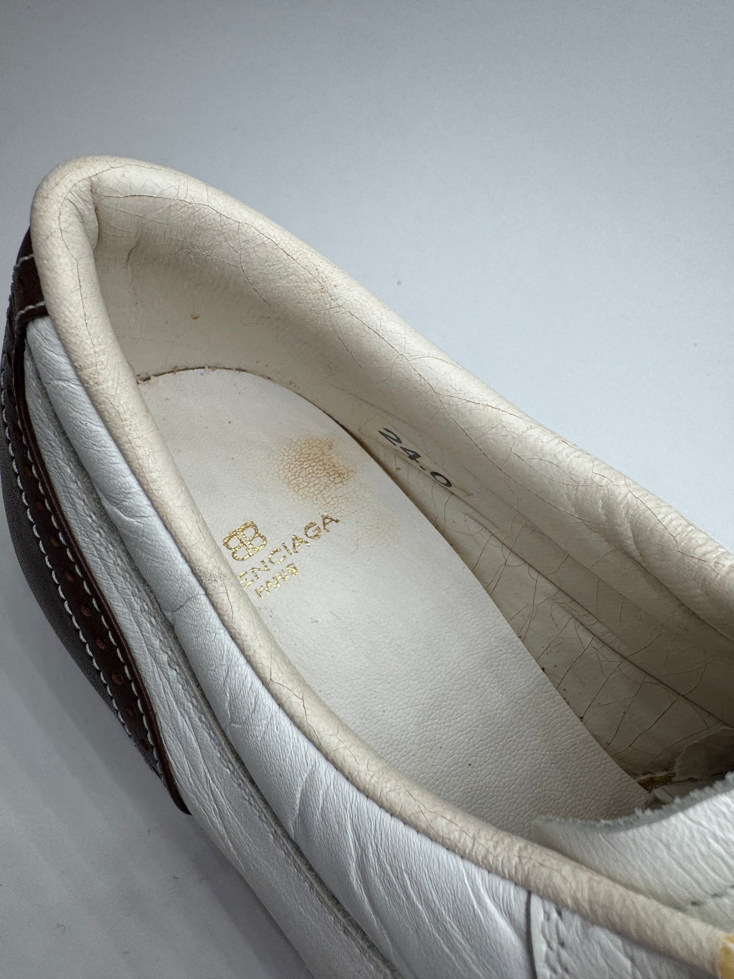 Vintage Balenciaga Leather Golf Shoes / Budapester black white 24cm