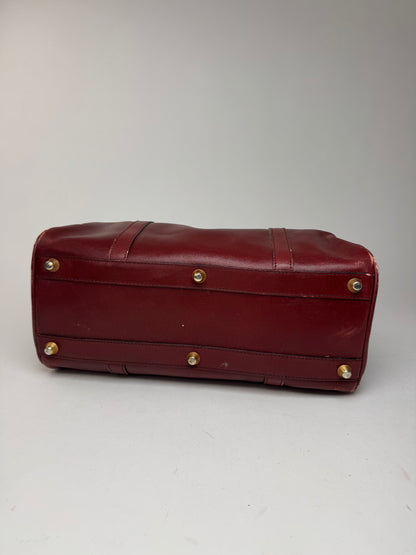 Vintage Cartier Mini Boston Leather bag burgundy