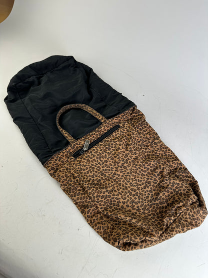 Vintage Bottega Veneta Reversible Nylon Tote Black Leopard Print