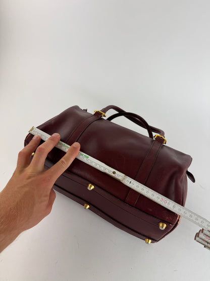Vintage Cartier Mini Boston Leather bag burgundy