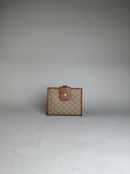 Vintage Celine Macadam Monogram Canvas Wallet Beige Brown