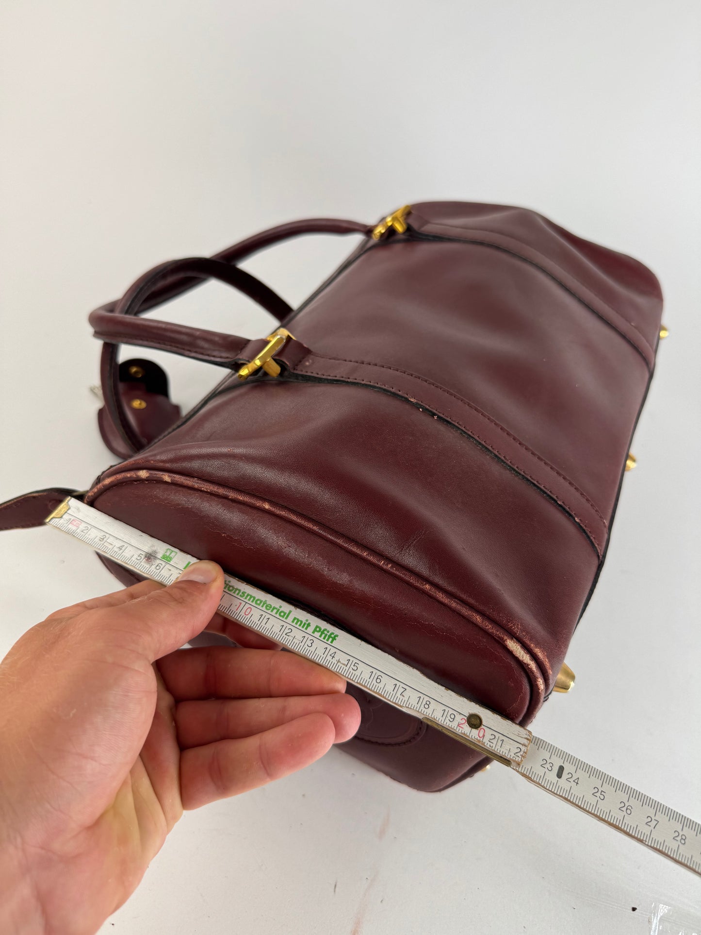 Vintage Cartier Mini Boston Leather bag burgundy