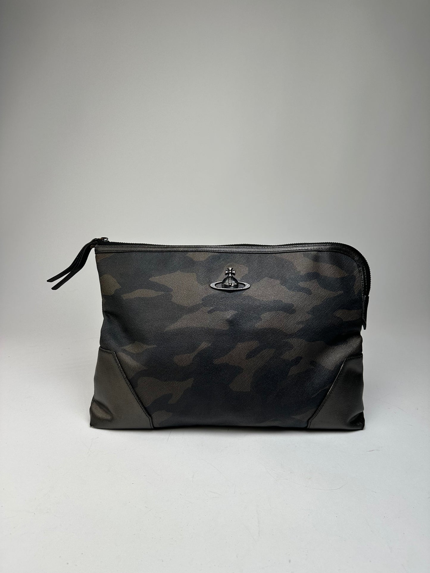 Vintage Vivienne Westwood Camouflage Leather Clutch / Belt Bah Khaki / Grey / Black