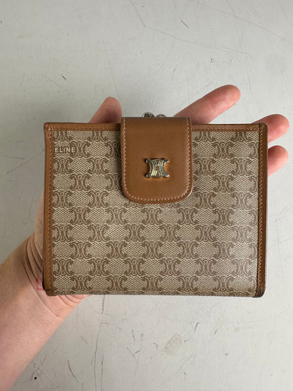 Vintage Celine Macadam Monogram Canvas Wallet Beige Brown