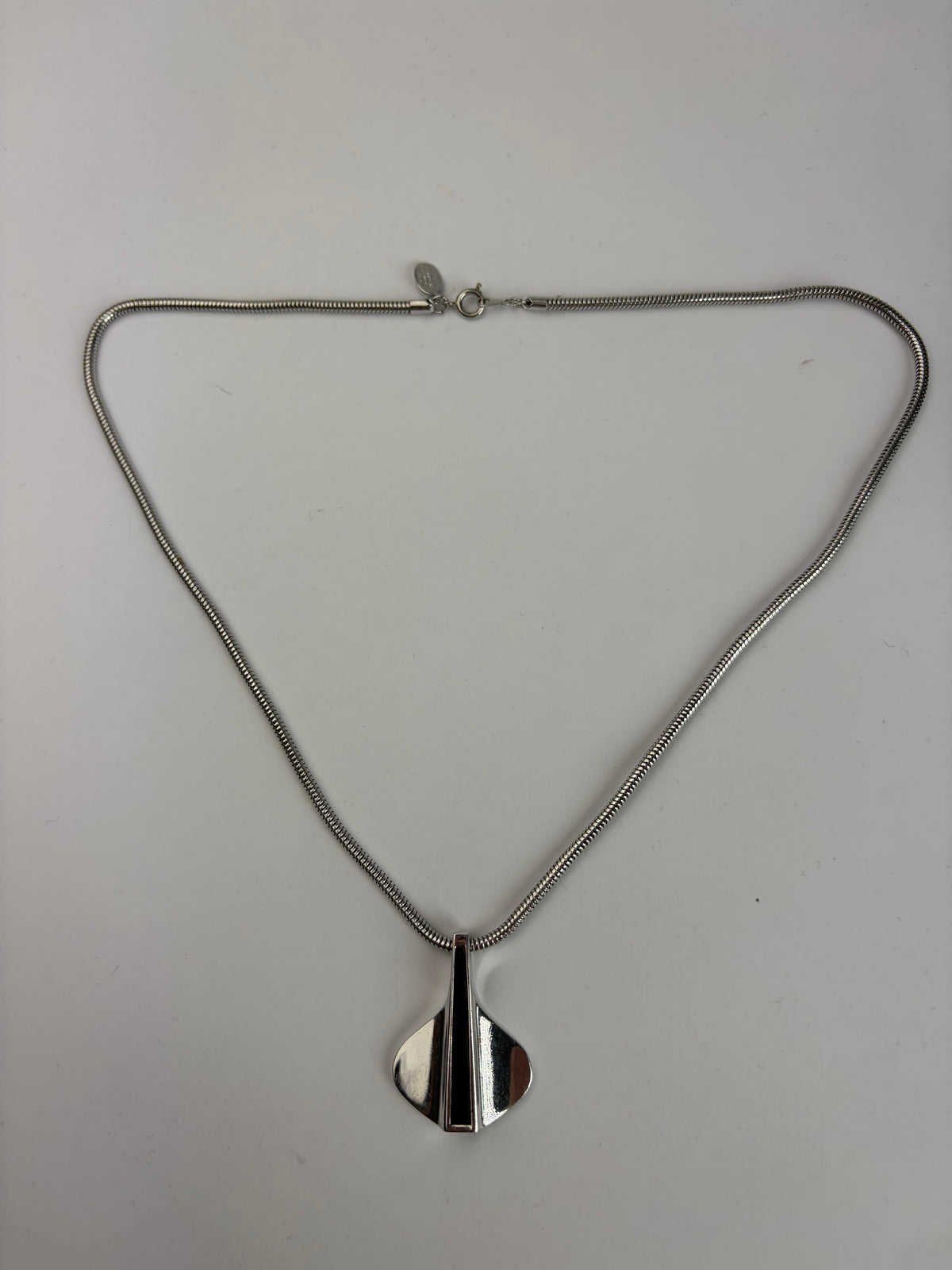 Vintage Givenchy Pendant Necklace Late 1970s Silver Black