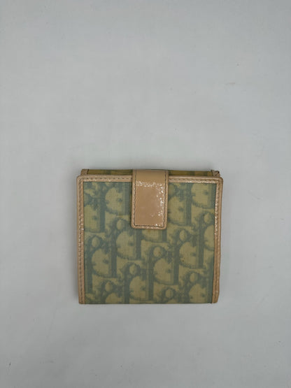 Vintage Dior Oblique Monogram Leather Wallet White blue