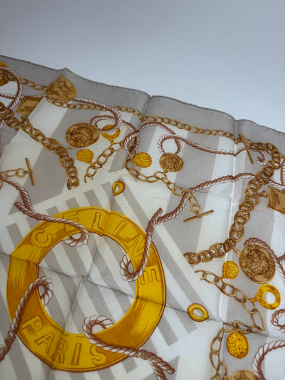 Vintage Celine Scarf Grey Gold White