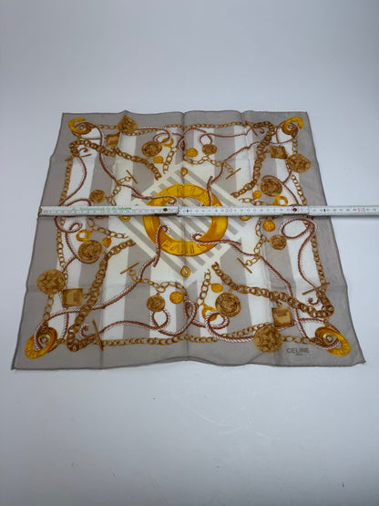 Vintage Celine Scarf Grey Gold White