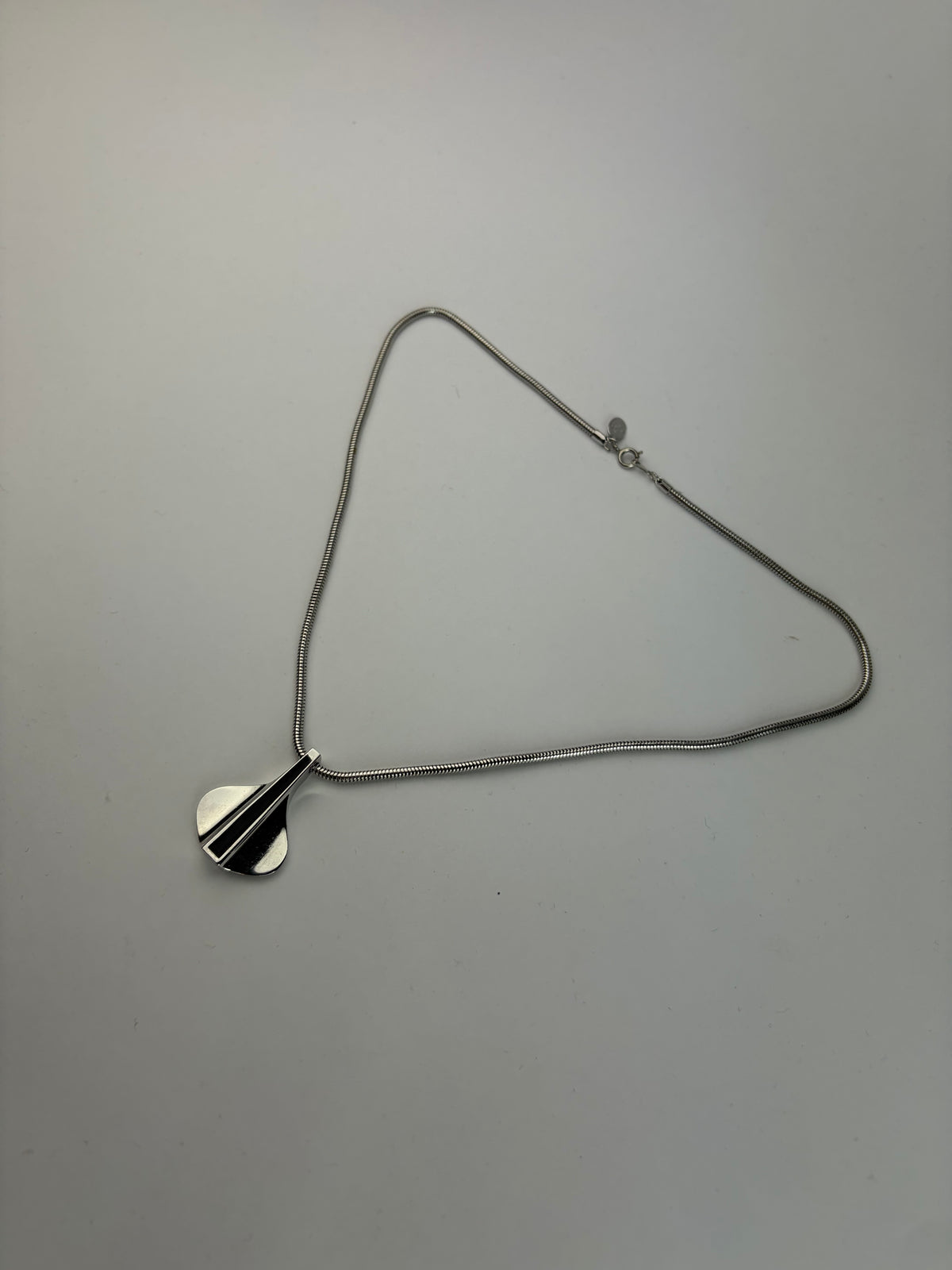 Vintage Givenchy Pendant Necklace Late 1970s Silver Black
