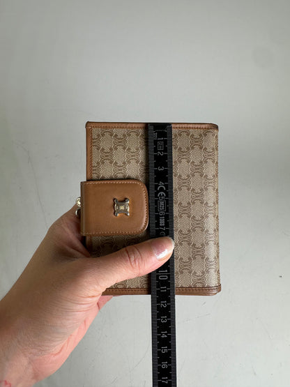 Vintage Celine Macadam Monogram Canvas Wallet Beige Brown