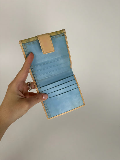 Vintage Dior Oblique Monogram Leather Wallet White blue