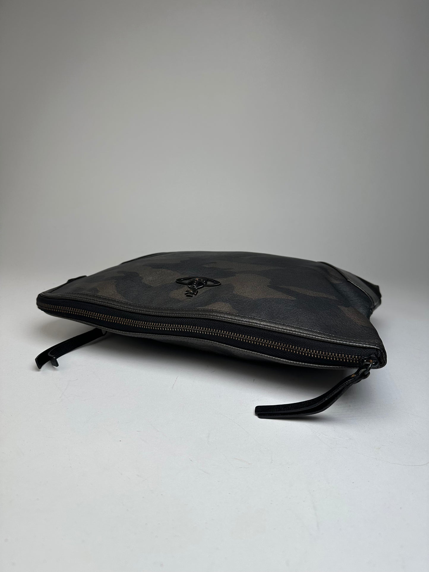 Vintage Vivienne Westwood Camouflage Leather Clutch / Belt Bah Khaki / Grey / Black