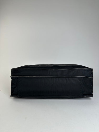 Vintage Prada Nylon Tote Bag Black Silver