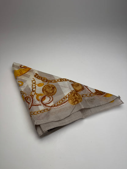 Vintage Celine Scarf Grey Gold White