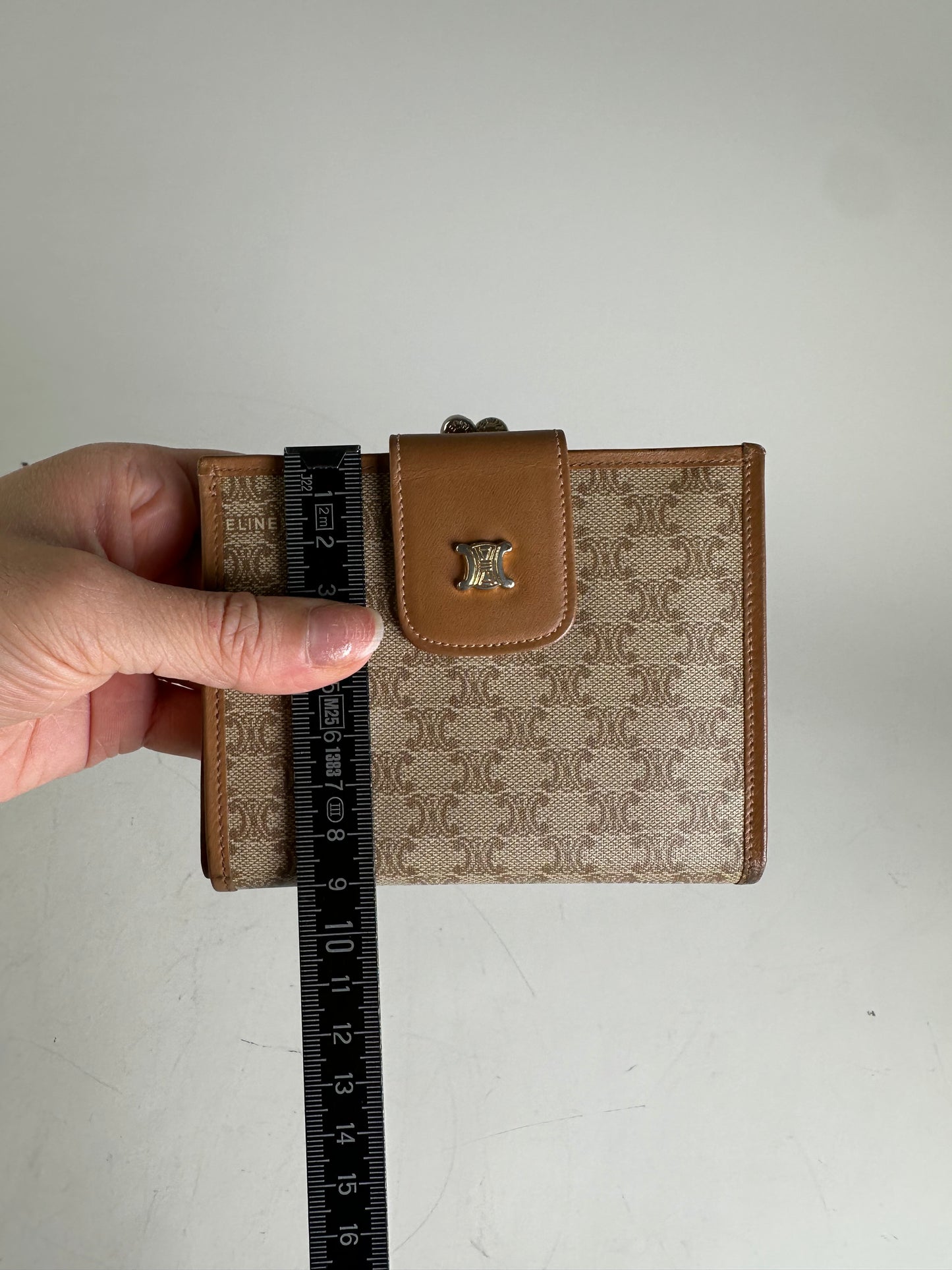 Vintage Celine Macadam Monogram Canvas Wallet Beige Brown